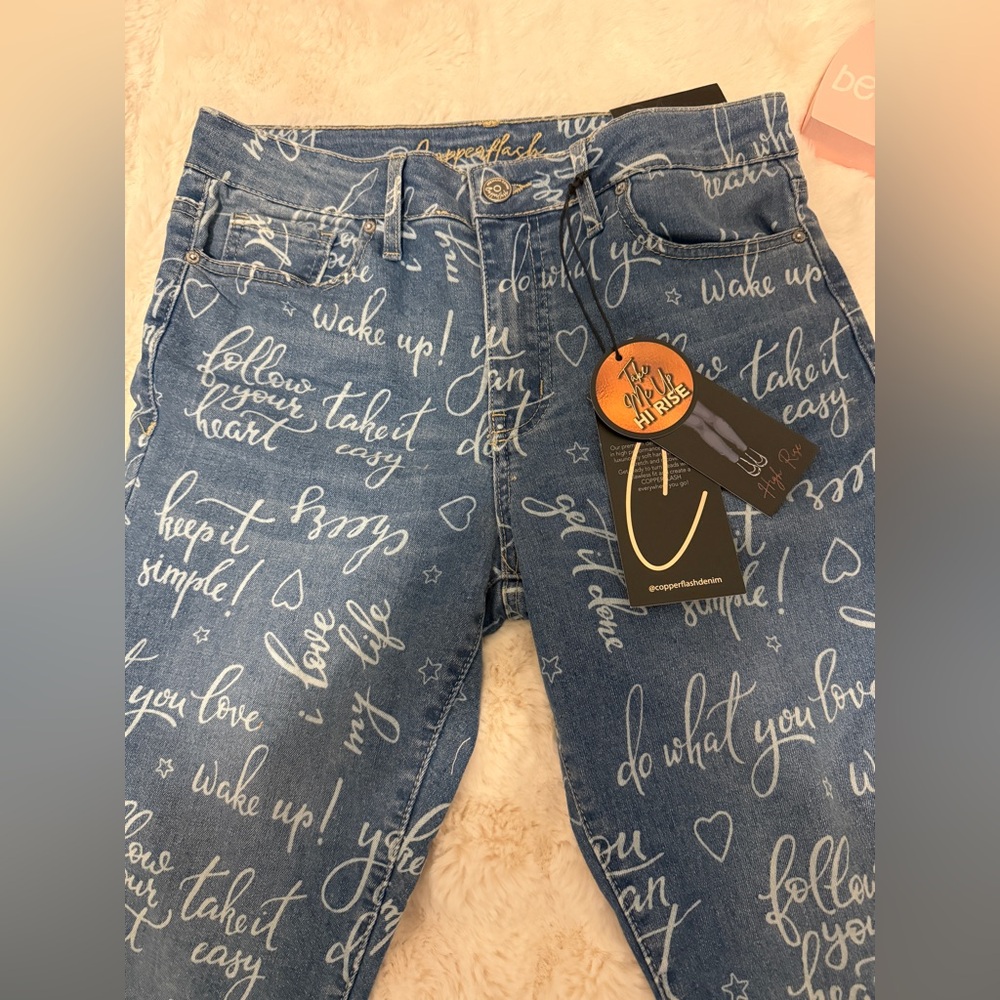 🌸🌸NWT Women's Blue Graphic Skinny Jeans Copperflash Hi Rise Ankle Skinny Fit 🌸